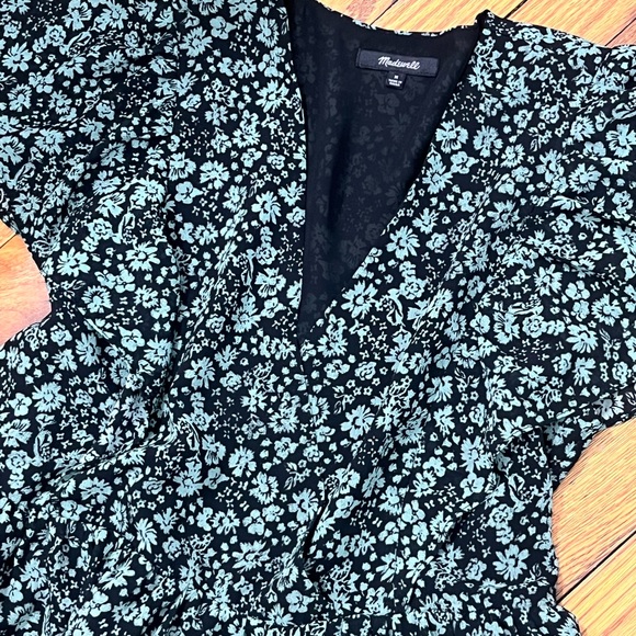 Madewell Tops - Madewell Black and Green Floral Blouse